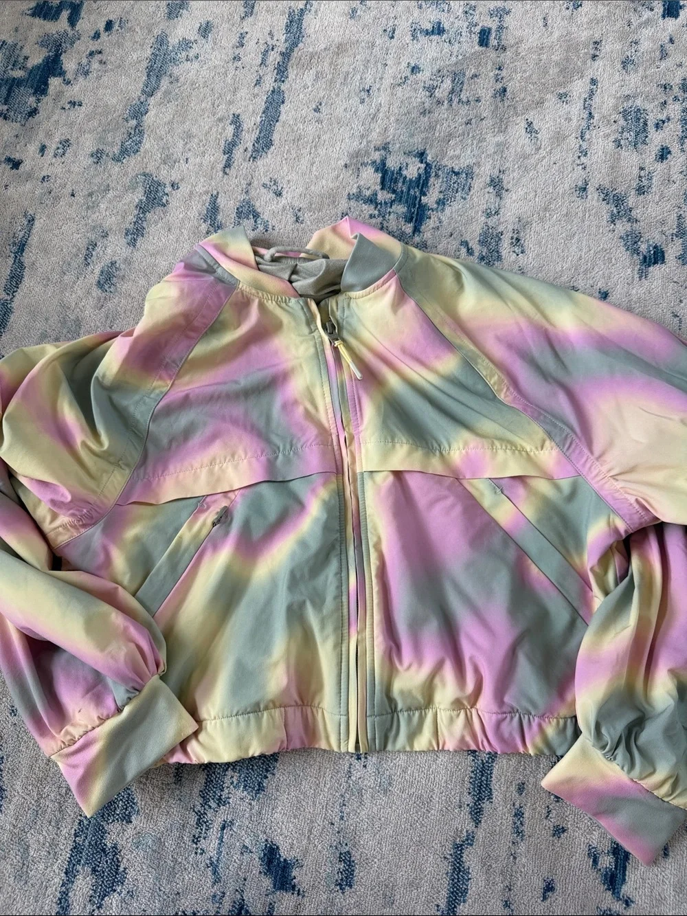 Athleta Girls' Pastel Tie-Dye Jean Jacket in Pink, Yellow & Green